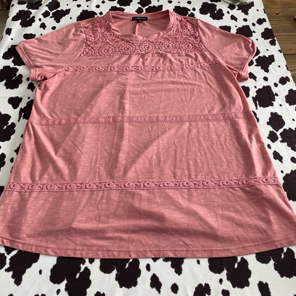Lane Bryant salmon lace detail shirt